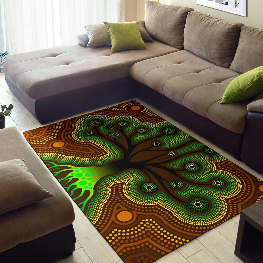 Aboriginal Area Rug - Tree Dot Painting Art - Vibe Hoodie Shop