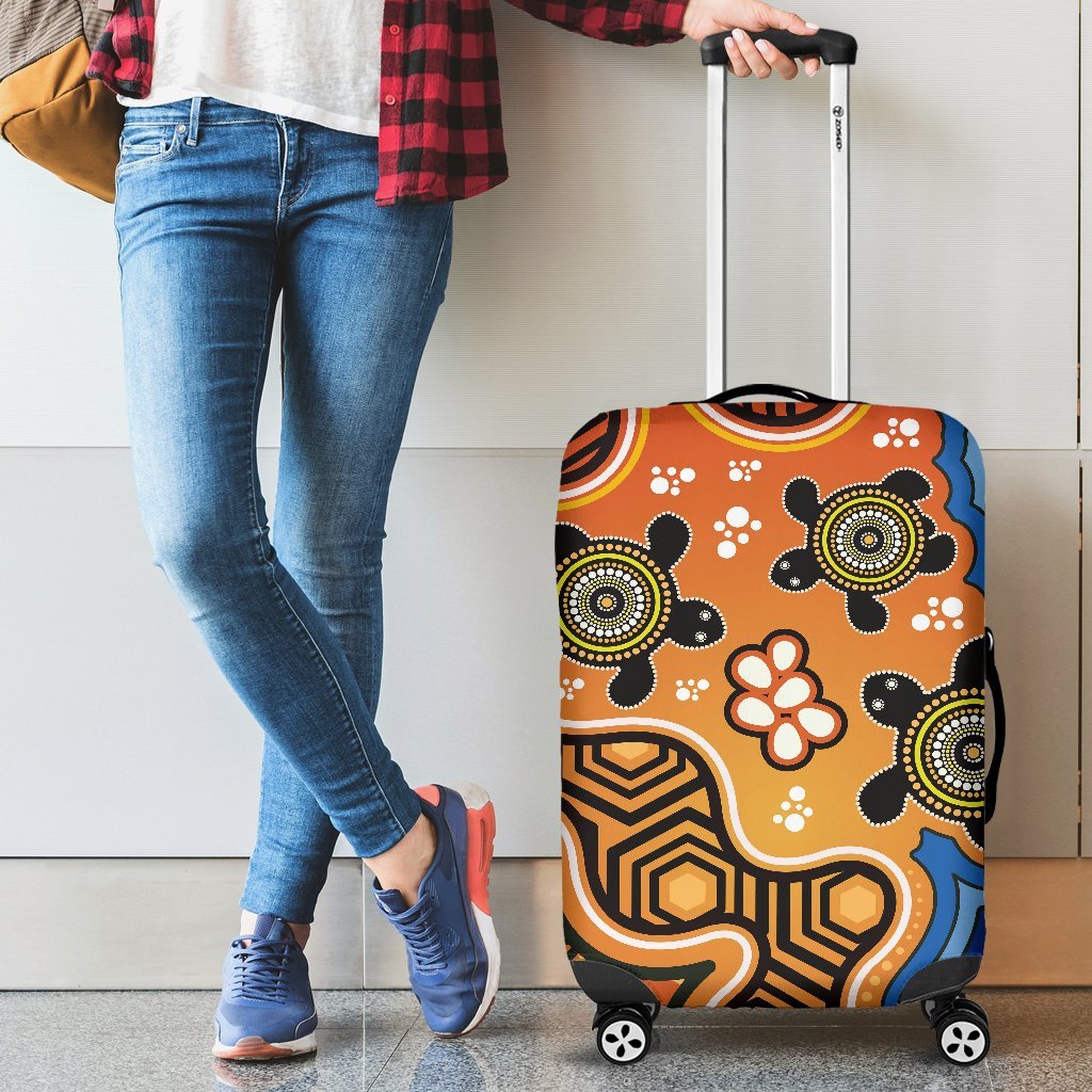 Aboriginal Luggage Covers - Indigenous Art Patterns Ver04 - Vibe Hoodie Shop