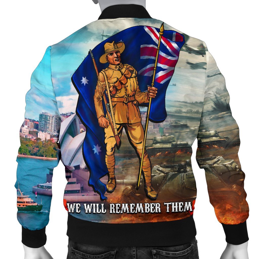 ANZAC Men's Bomber Jacket - Australian Soldier - Vibe Hoodie Shop