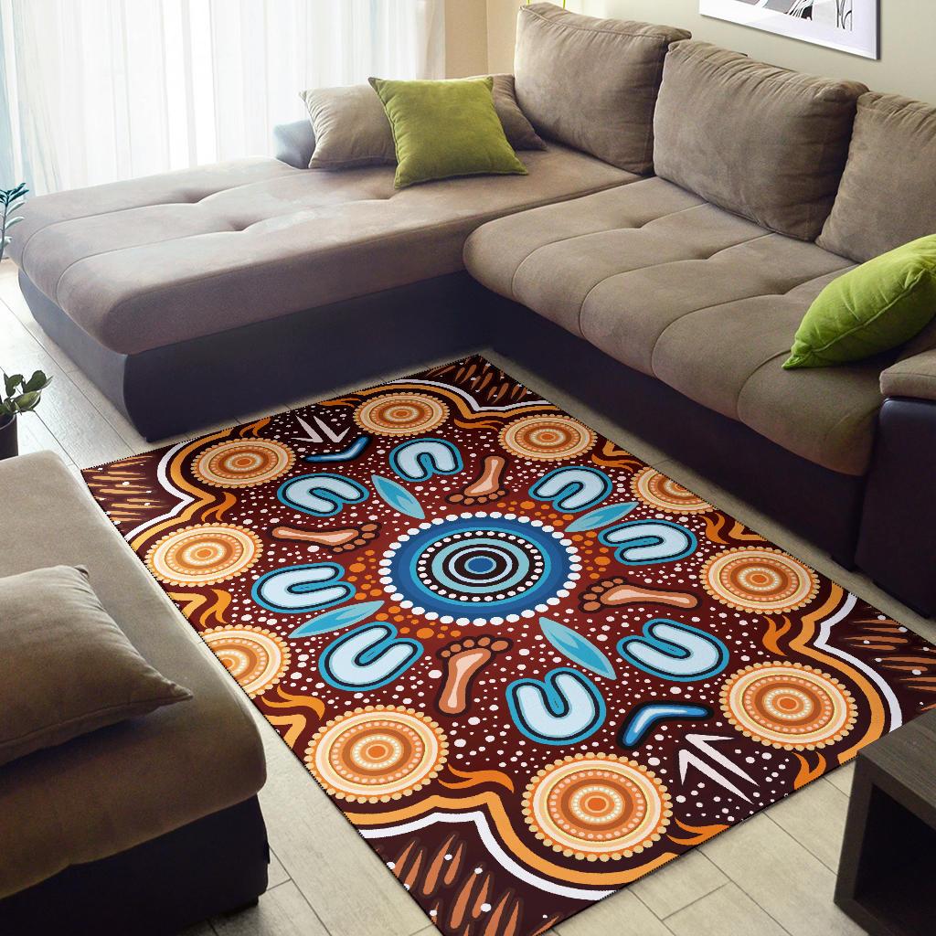 Aboriginal Area Rug - Indigenous Circle Dot Painting Ver02 - Vibe Hoodie Shop