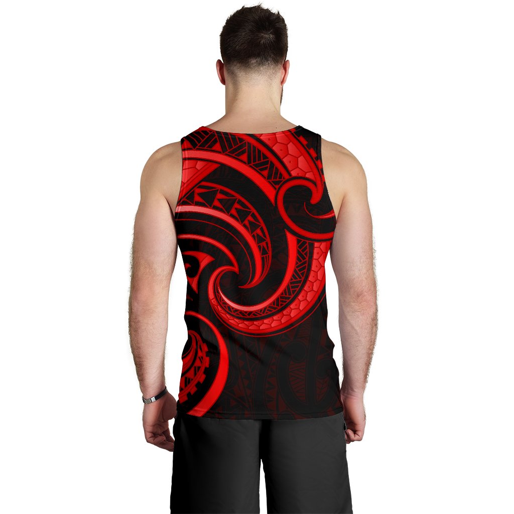 New Zealand Maori Mangopare Men Tank Top Polynesian - Red - Vibe Hoodie Shop