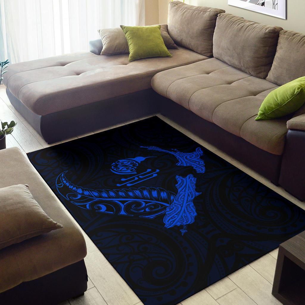 New Zealand Heart Area Rug - Map Kiwi Mix Silver Fern Blue - Vibe Hoodie Shop