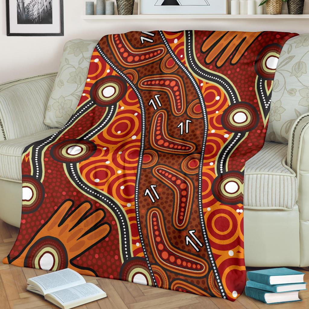 Aboriginal Preium Blanket - Indegenous Dot Painting Art - Vibe Hoodie Shop