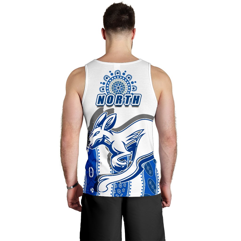 Melbourne Kangaroos Men Tank Top Indigenous North - Roos White - Vibe Hoodie Shop