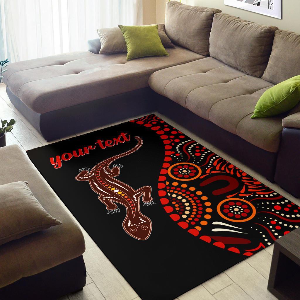 Aboriginal Personalised Area Rug - Aboriginal Lizard With Dot Painting Pattern - Vibe Hoodie Shop