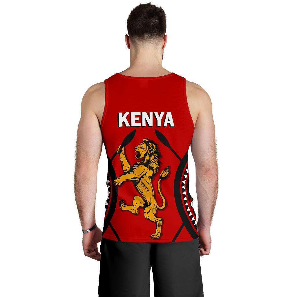 Kenya Rugby Lion Men Tank Top Maasai Shield - Vibe Hoodie Shop