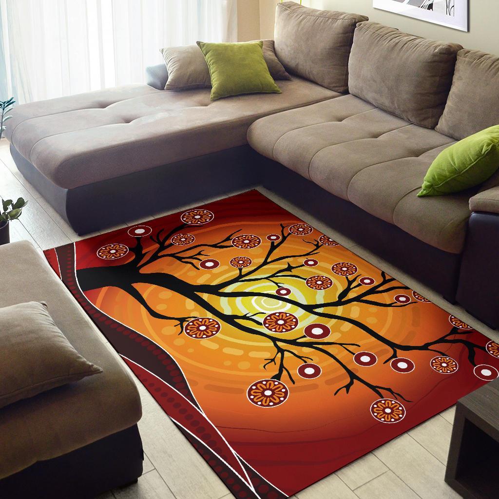 Aboriginal Area Rug - Tree In Spring Season - Vibe Hoodie Shop