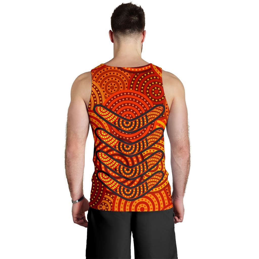 Aboriginal Men's Tank Top - Aboriginal Boomerangs And Dot Circle - Vibe Hoodie Shop