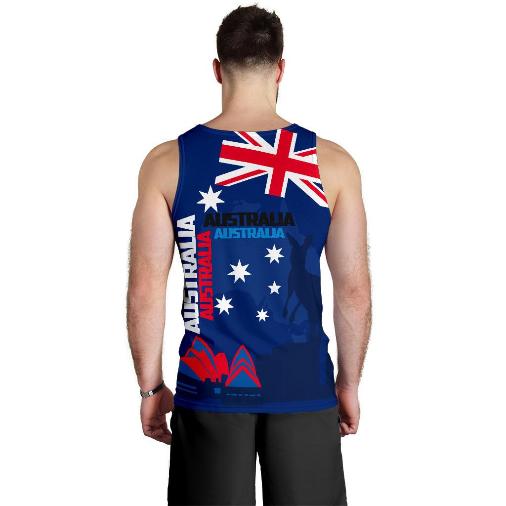 Men Tank Top - Sydney Opera Mens Tank Kangaroo Aus Flag - Vibe Hoodie Shop