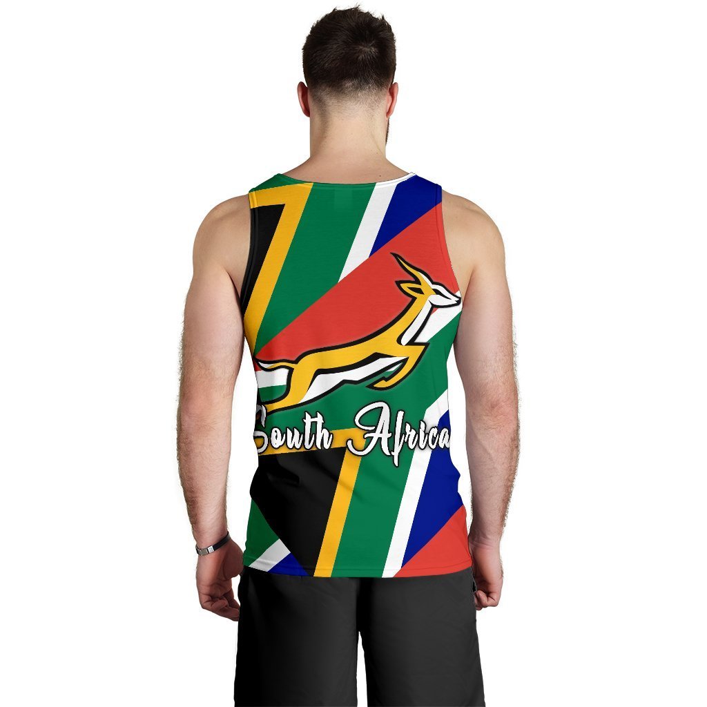 South Africa Springbok Men's Tank Top Flag Patch Up Version - Vibe Hoodie Shop