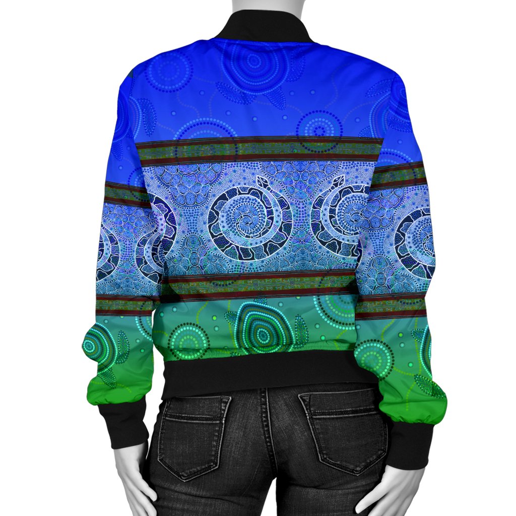 Women Bomber Jacket - Turtle With Dhari Mask Snake Patterns - - Vibe Hoodie Shop