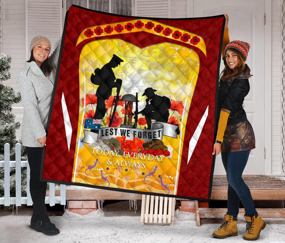 ANZAC Premium Quilt - Lest We Forget Aboriginal Version - Vibe Hoodie Shop