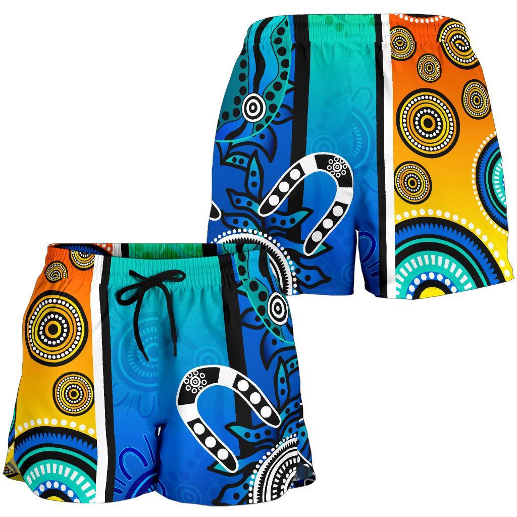 aboriginal-womens-shorts-indigenous-turtle-dot-painting-art