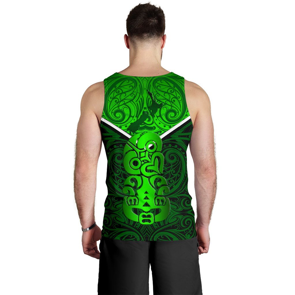 New Zealand Maori Rugby Men Tank Top Pride Version - Green - Vibe Hoodie Shop