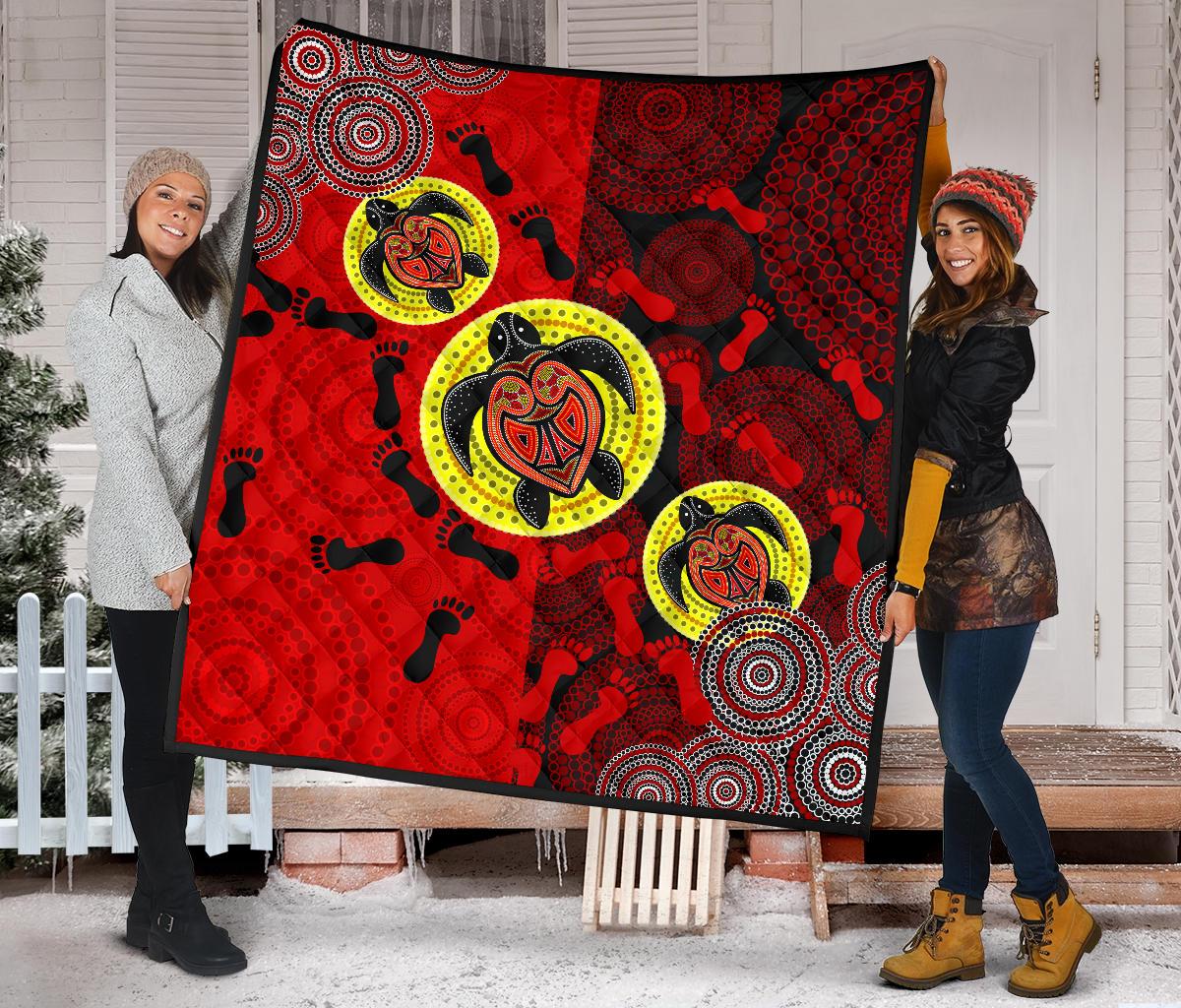 Premium Quilt - Aboriginal Dot Painting Quilt Turtle - Vibe Hoodie Shop