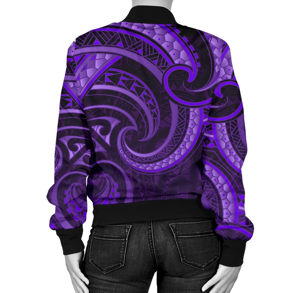 New Zealand Maori Mangopare Women Bomber Jacket Polynesian - Purple - Vibe Hoodie Shop