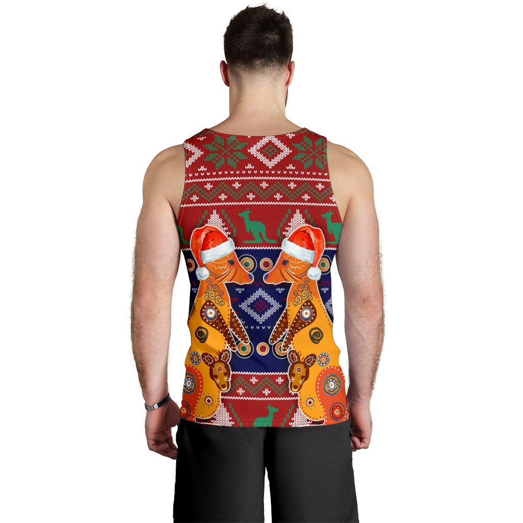 Christmas Australia Men's Tank Top - Mother Kangaroo In Christmas - Vibe Hoodie Shop