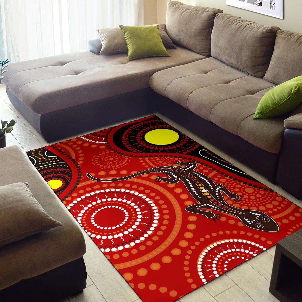 Aboriginal Area Rug - Australia Lizard Dot Painting Art - Vibe Hoodie Shop