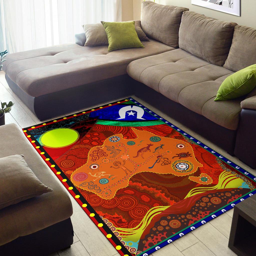 Area Rug - Australia Map Aboriginal Patterns - Vibe Hoodie Shop