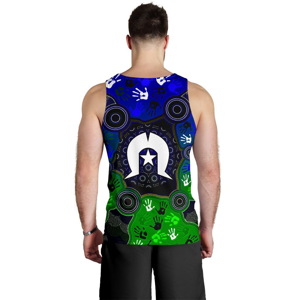 Aboriginal Men's Tank Top - Torres Strait Symbol With Indigenous Patterns - Vibe Hoodie Shop