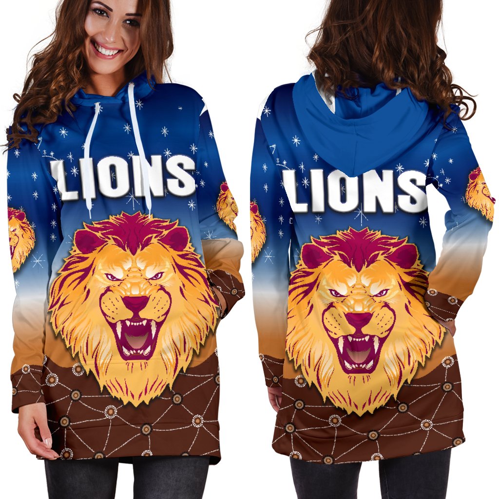 Brisbane Lions Women Hoodie Dress Simple Indigenous - Vibe Hoodie Shop