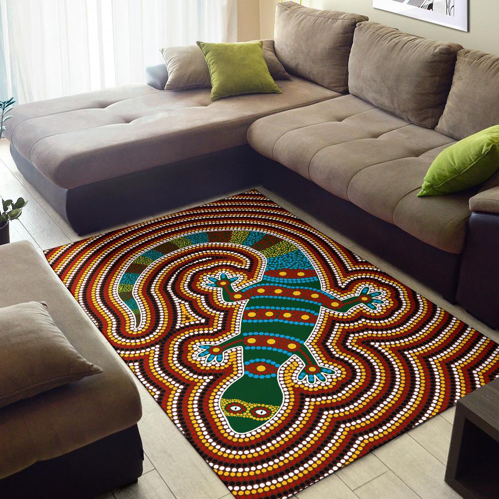 Aboriginal Area Rug, Lizard Dot Painting Patterns - Vibe Hoodie Shop