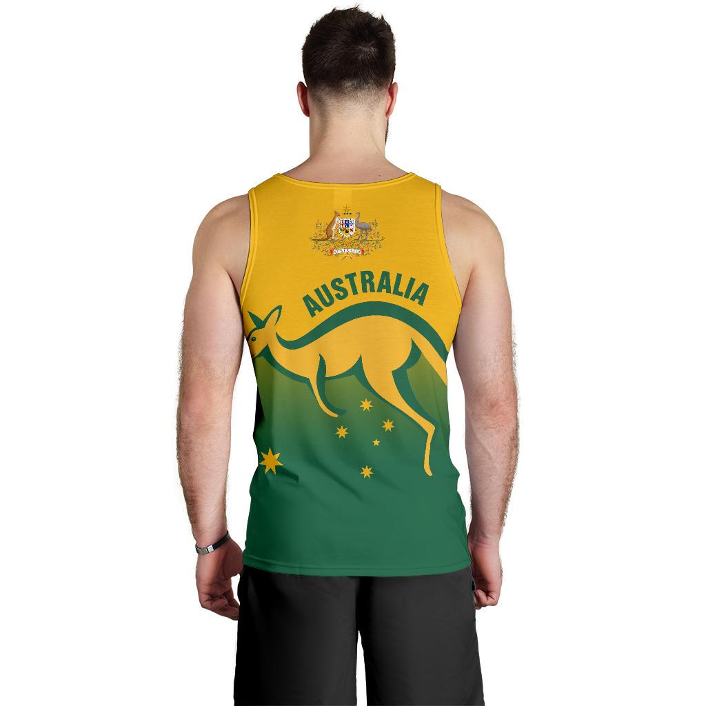 Men Tank Top - Kangaroo Mens Tank Australian Coat Of Arms National Color - Vibe Hoodie Shop