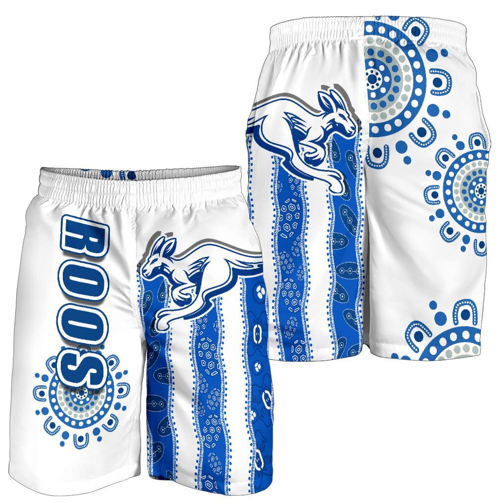 Melbourne Kangaroos Men Shorts Indigenous North - Roos White - Vibe Hoodie Shop