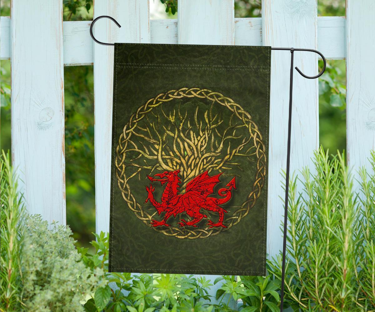 Wales Celtic Flag - Welsh Dragon With Celtic Tree - Vibe Hoodie Shop