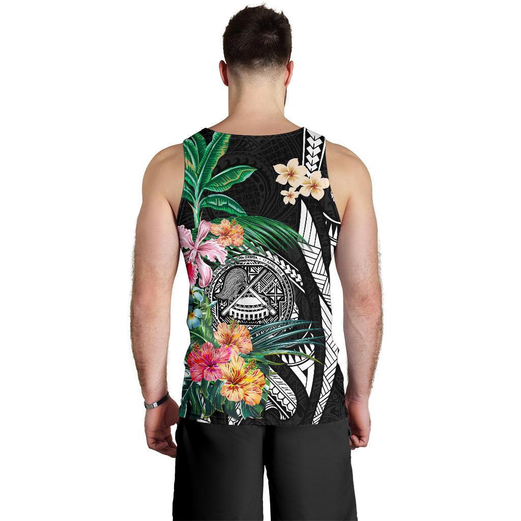 American Samoa Men's Tank Top Coat Of Arms Polynesian With Hibiscus - Vibe Hoodie Shop