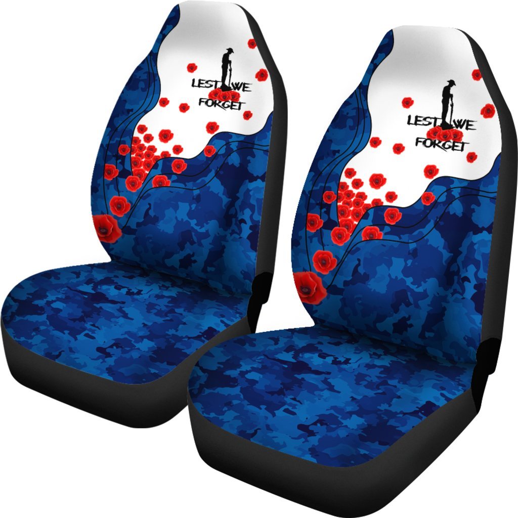 ANZAC Lest We Forget Car Seat Covers - Australian Flag Blue - - Vibe Hoodie Shop