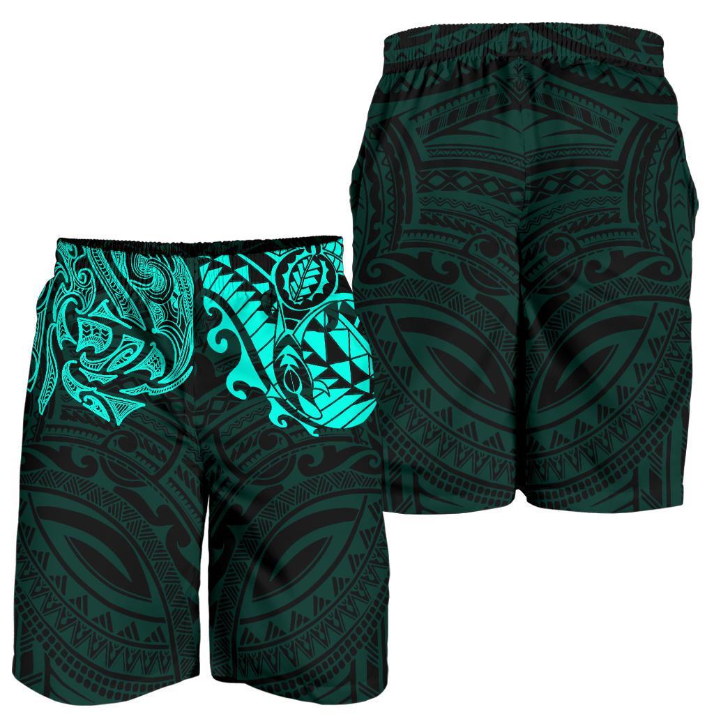 New Zealand All Over Print Men's Shorts, Maori Polynesian Tattoo Turquoise - Vibe Hoodie Shop