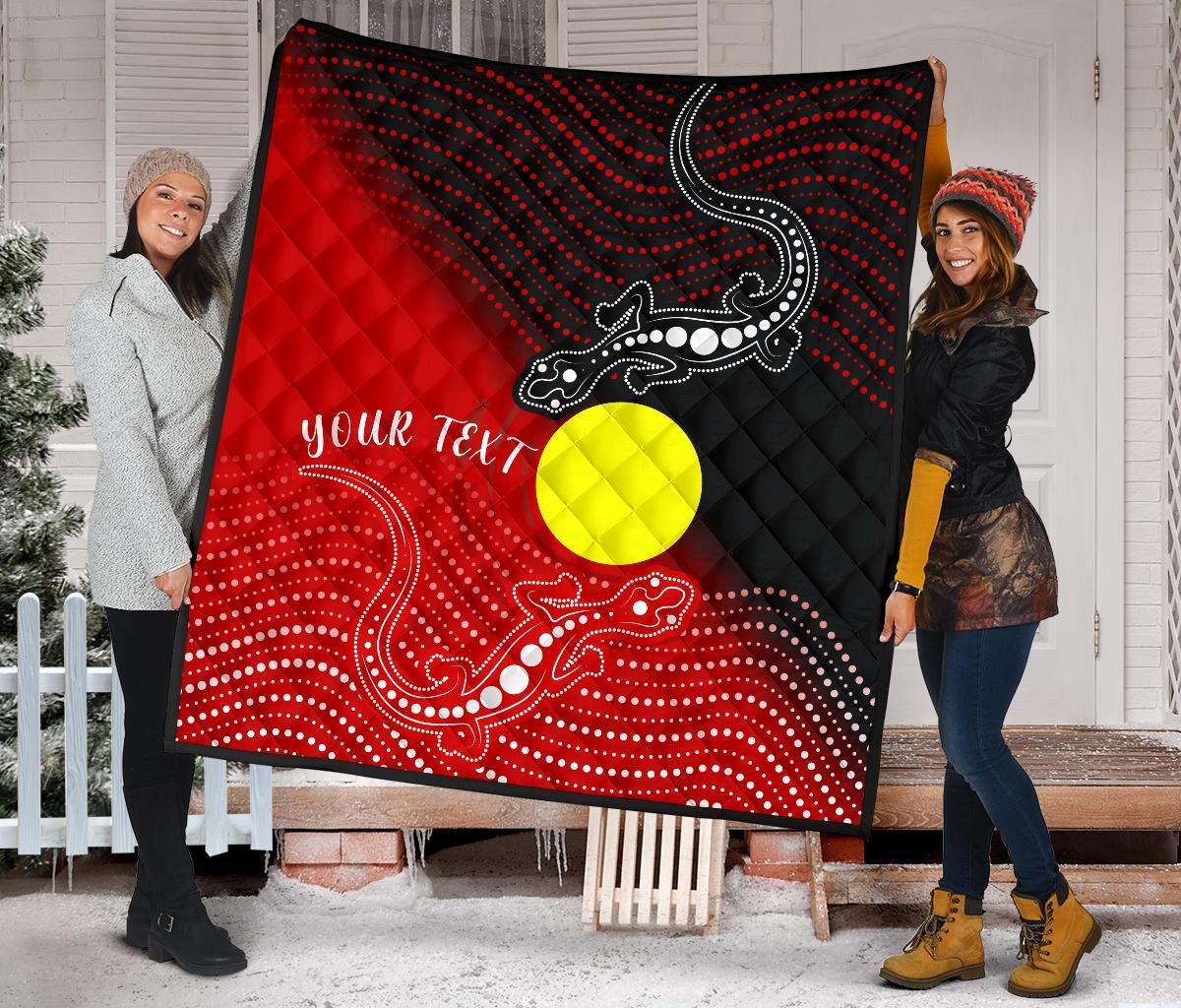Custom Aboriginal Premium Quilt - Two Indigenous Lizard - Vibe Hoodie Shop