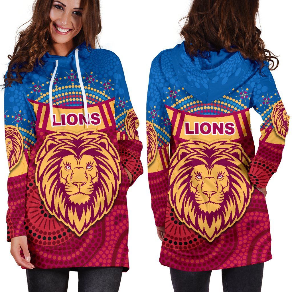 Brisbane Indigenous Women Hoodie Dress Proud Lions - Vibe Hoodie Shop