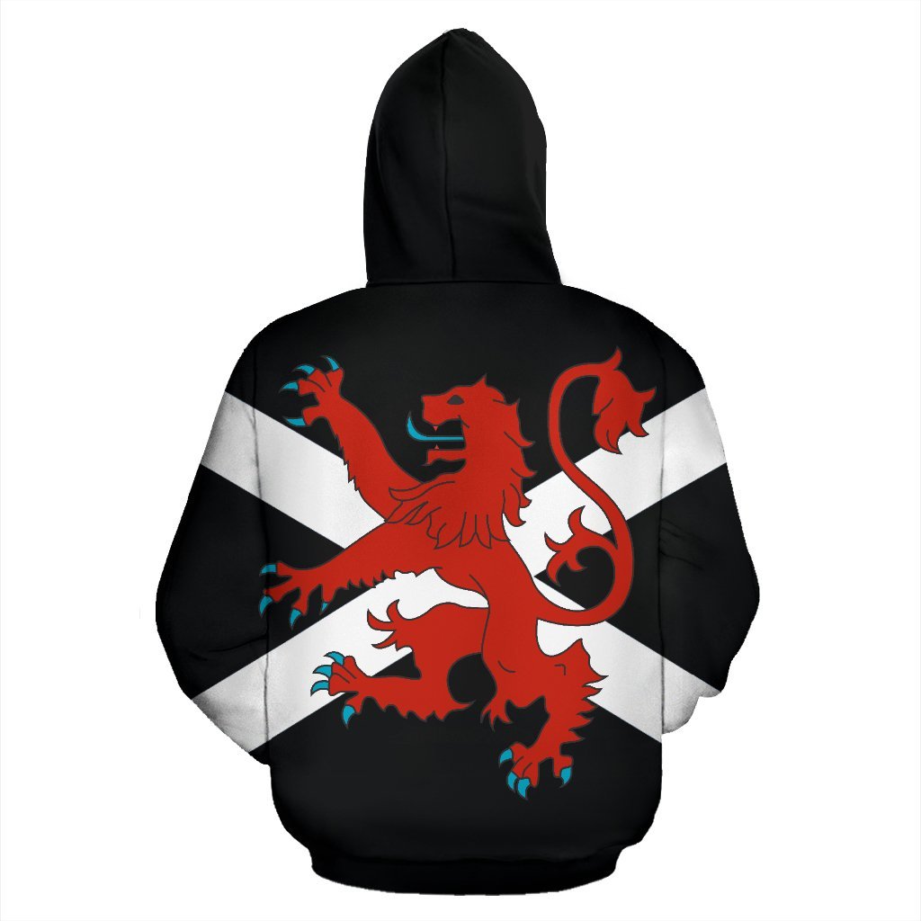 Rugby Lion Rampant Of Scotland Zip Up Hoodie Black - Vibe Hoodie Shop