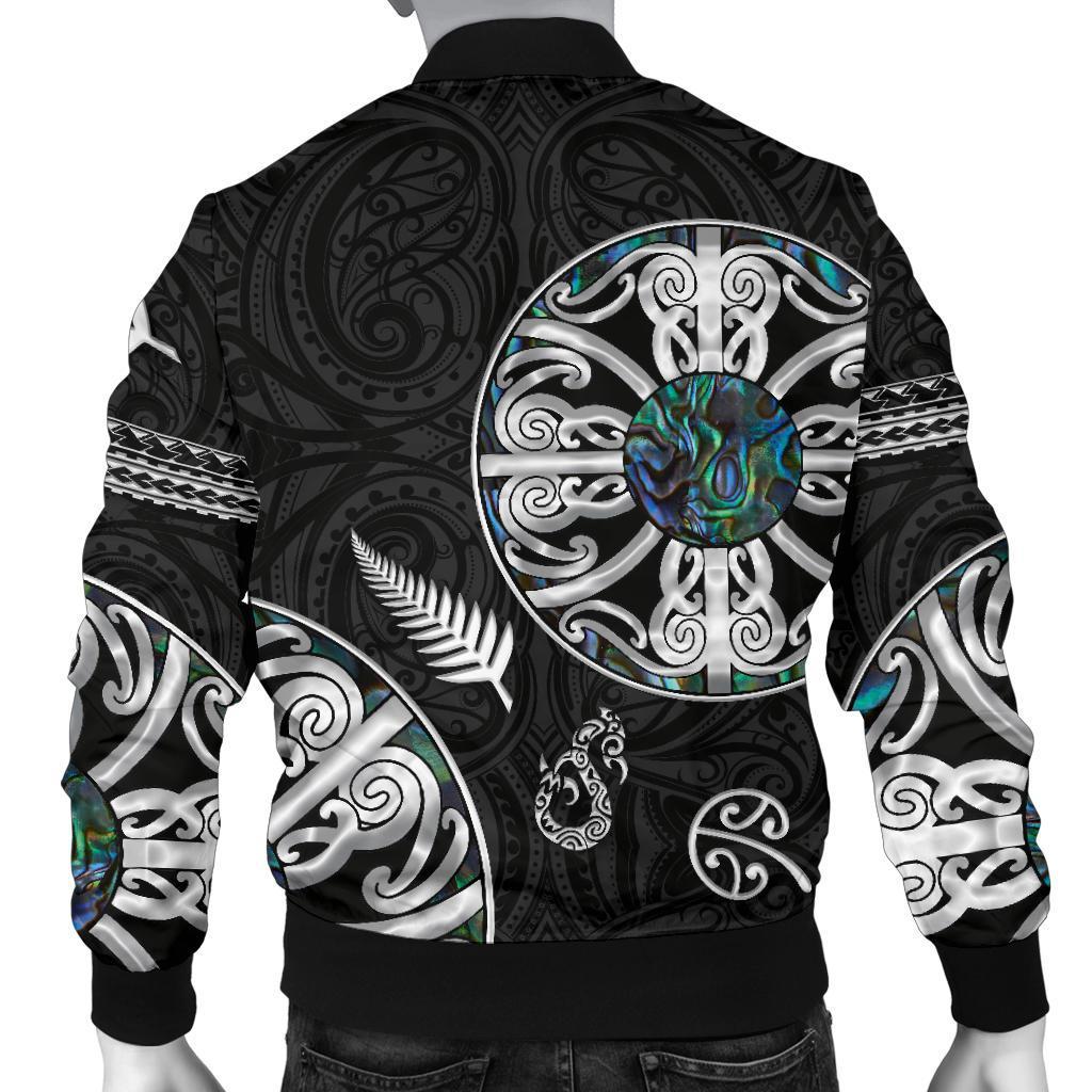 New Zealand Aotearoa Men Bomber Jacket, Maori Mangopare Paua Shell - Vibe Hoodie Shop