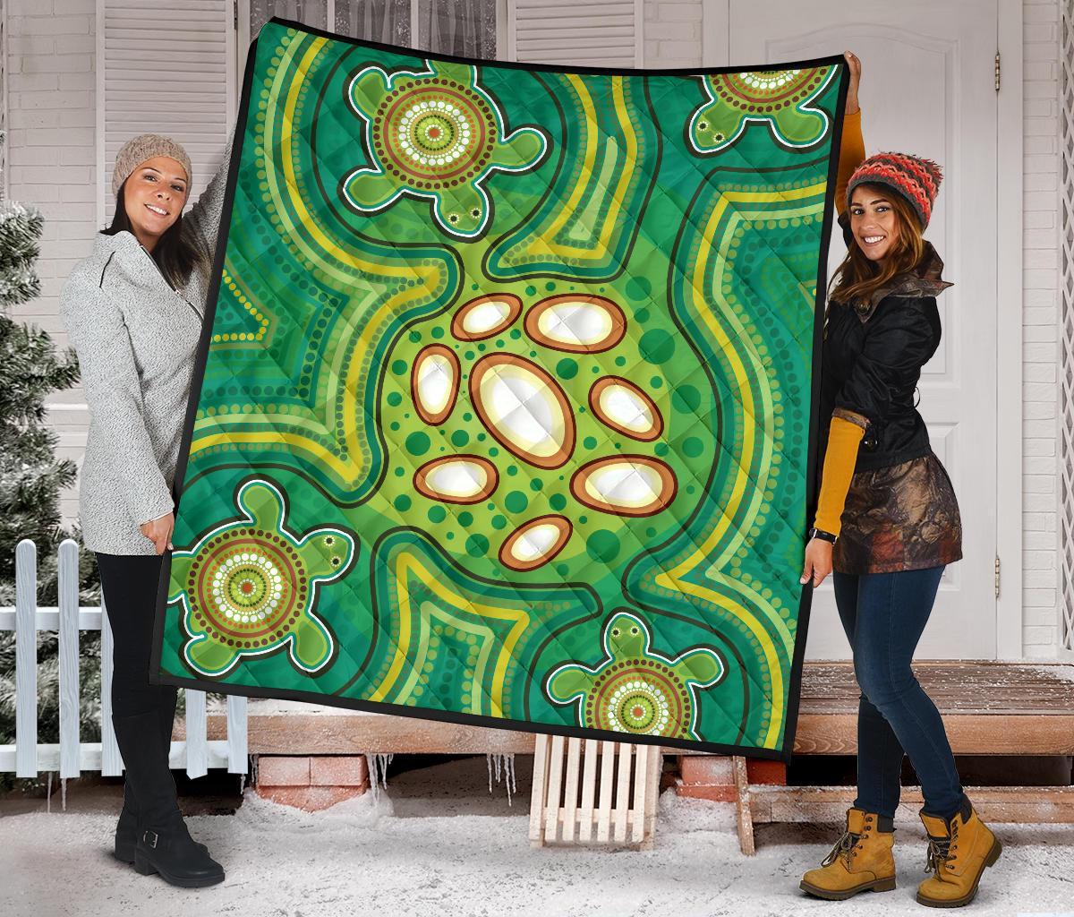 Aboriginal Premium Quilt - Indegenous Dot Painting Art - Vibe Hoodie Shop