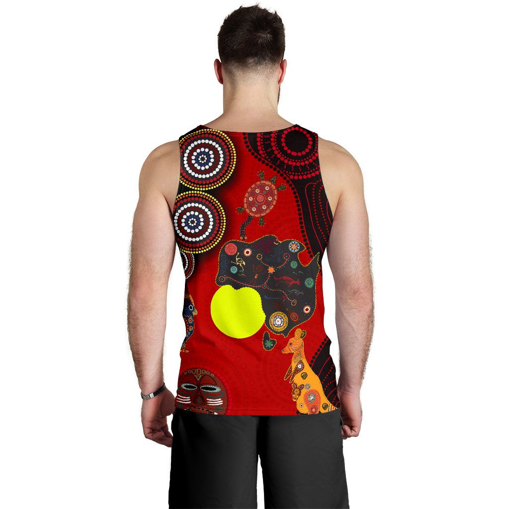 VibeHoodie Aboriginal Men's Tank Top, Animal Dot Painting - Vibe Hoodie Shop