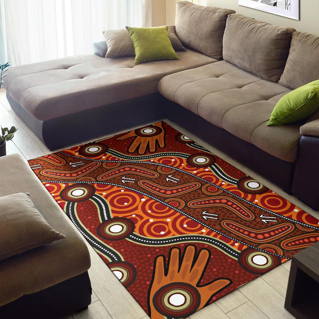 Aboriginal Area Rug - Indegenous Dot Painting Art - Vibe Hoodie Shop