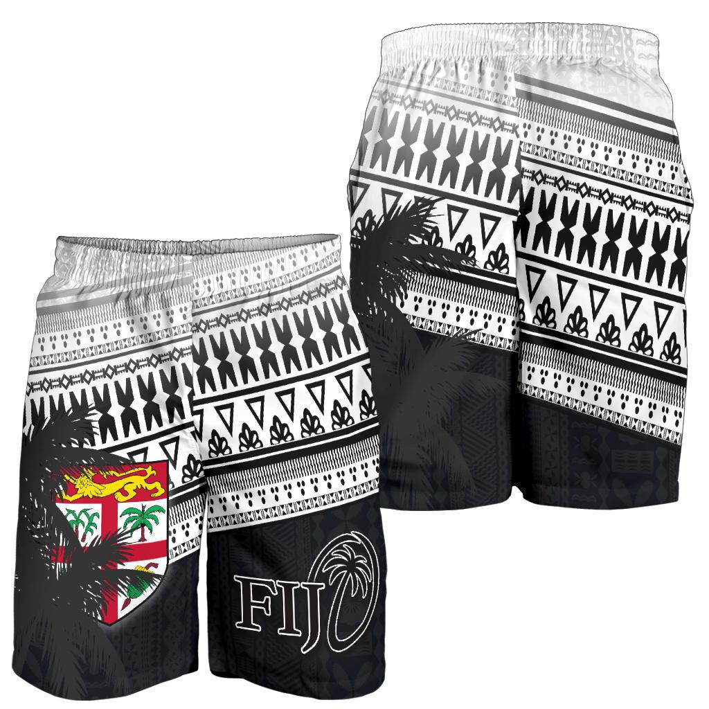 Fiji Rugby Makare And Tapa Patterns All Over Print Men's Shorts White - Vibe Hoodie Shop