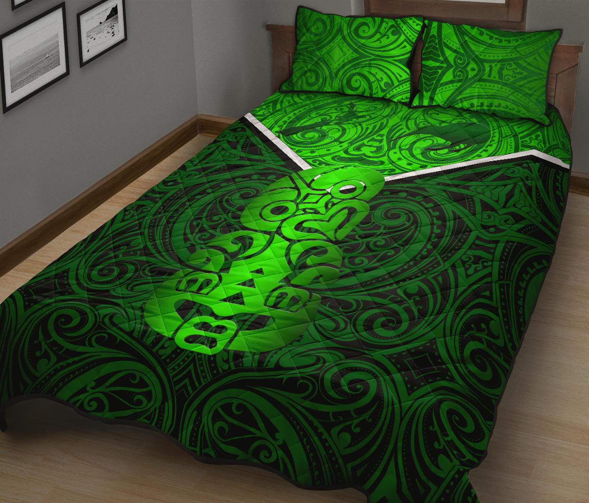 New Zealand Maori Rugby Quilt Bed Set Pride Version - Green - Vibe Hoodie Shop