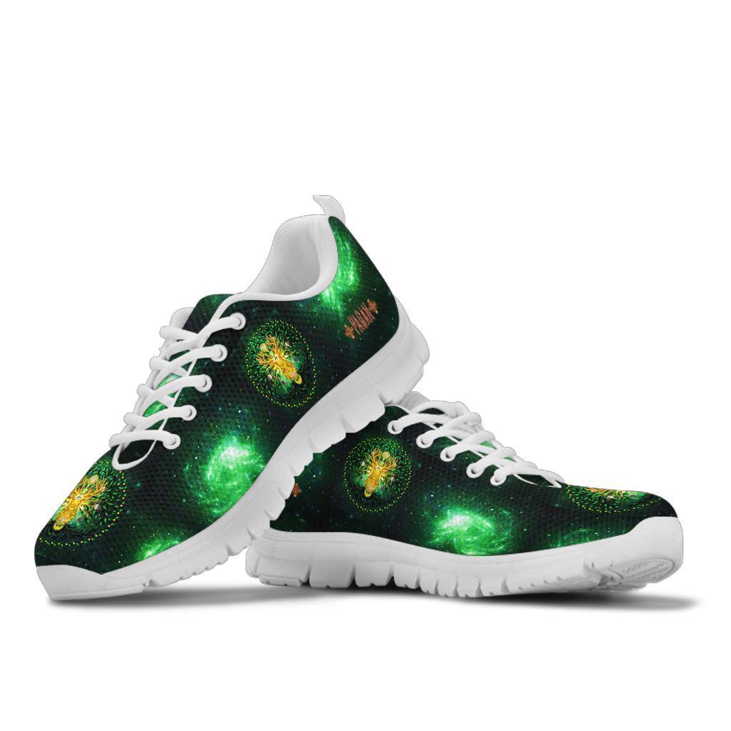 Celtic Pagan Deer Sneakers - Moon Phases Deer with Tree of Life - Vibe Hoodie Shop