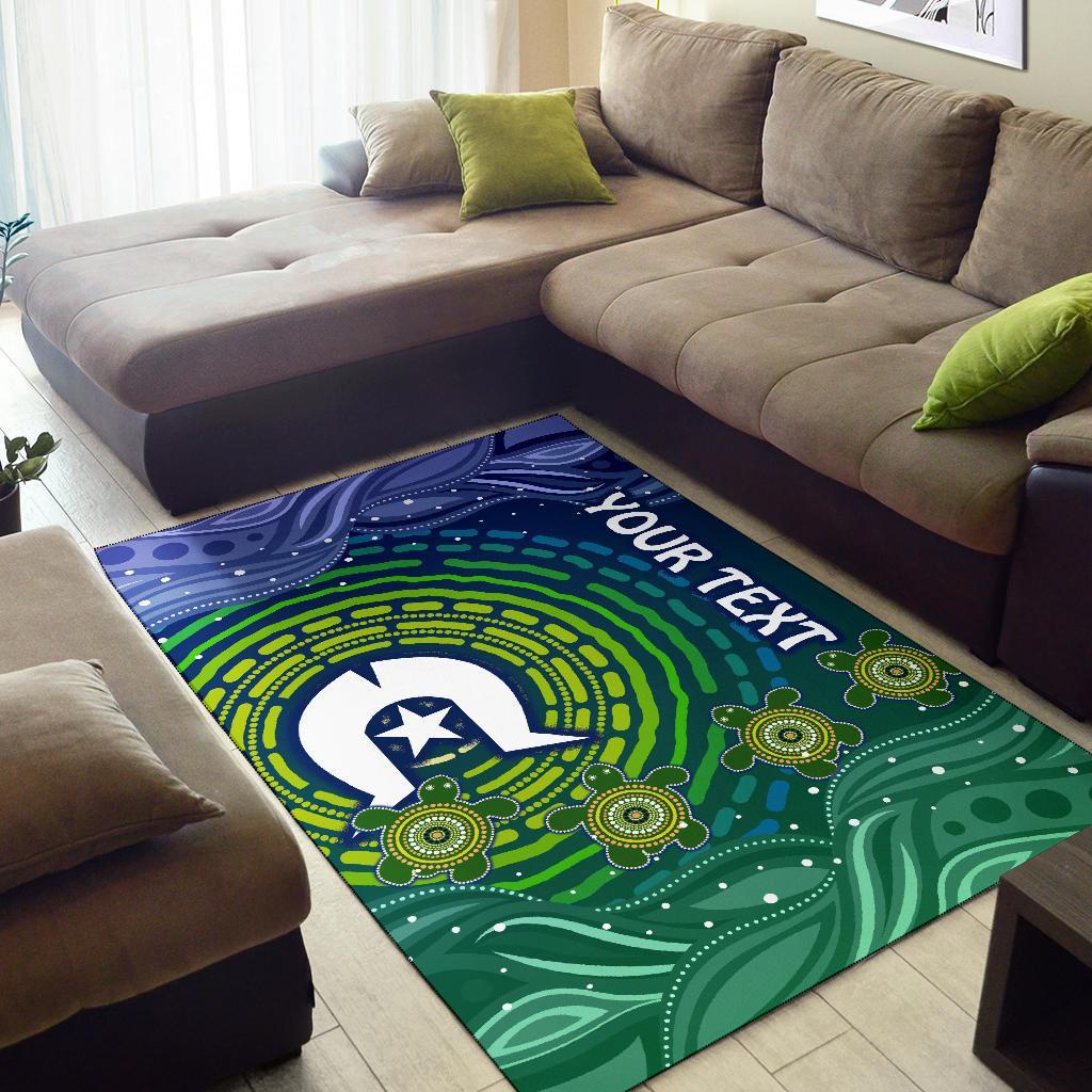 Custom Text Torres Strait Islanders Area Rug - Aboriginal Turtle - Vibe Hoodie Shop