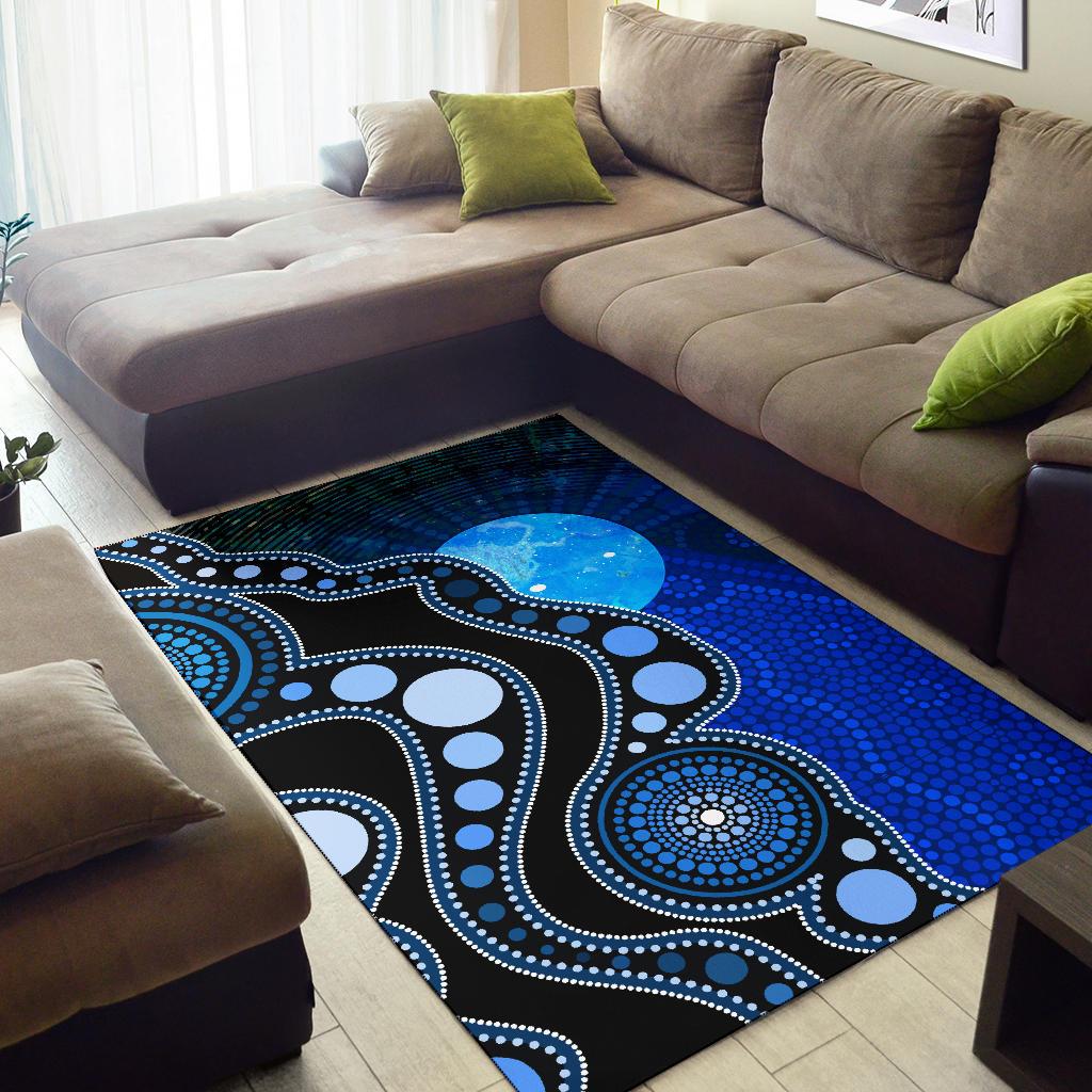 Area Rug - Australia Indigenous Flag Circle Dot Painting Art Rug - Vibe Hoodie Shop