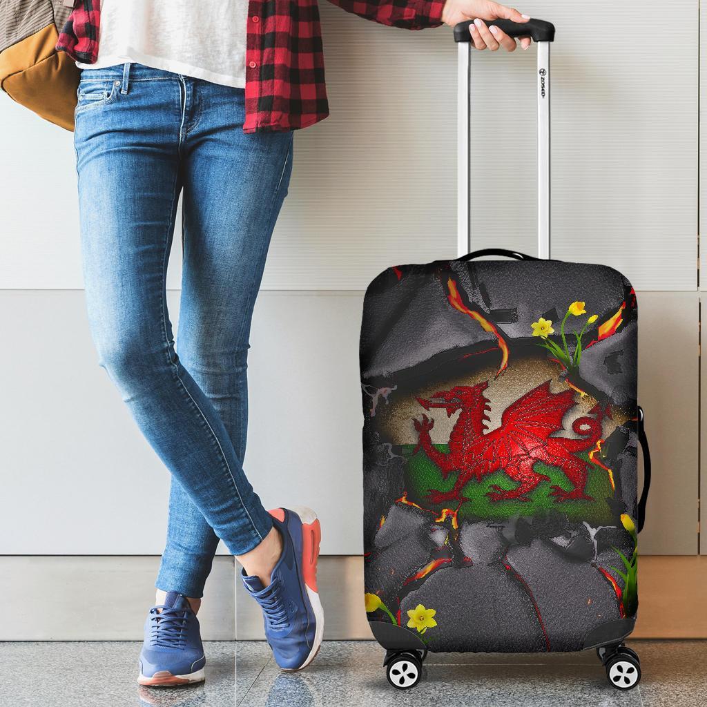 Wales Luggage Covers - Welsh Dragon Daffodil Lava - Vibe Hoodie Shop