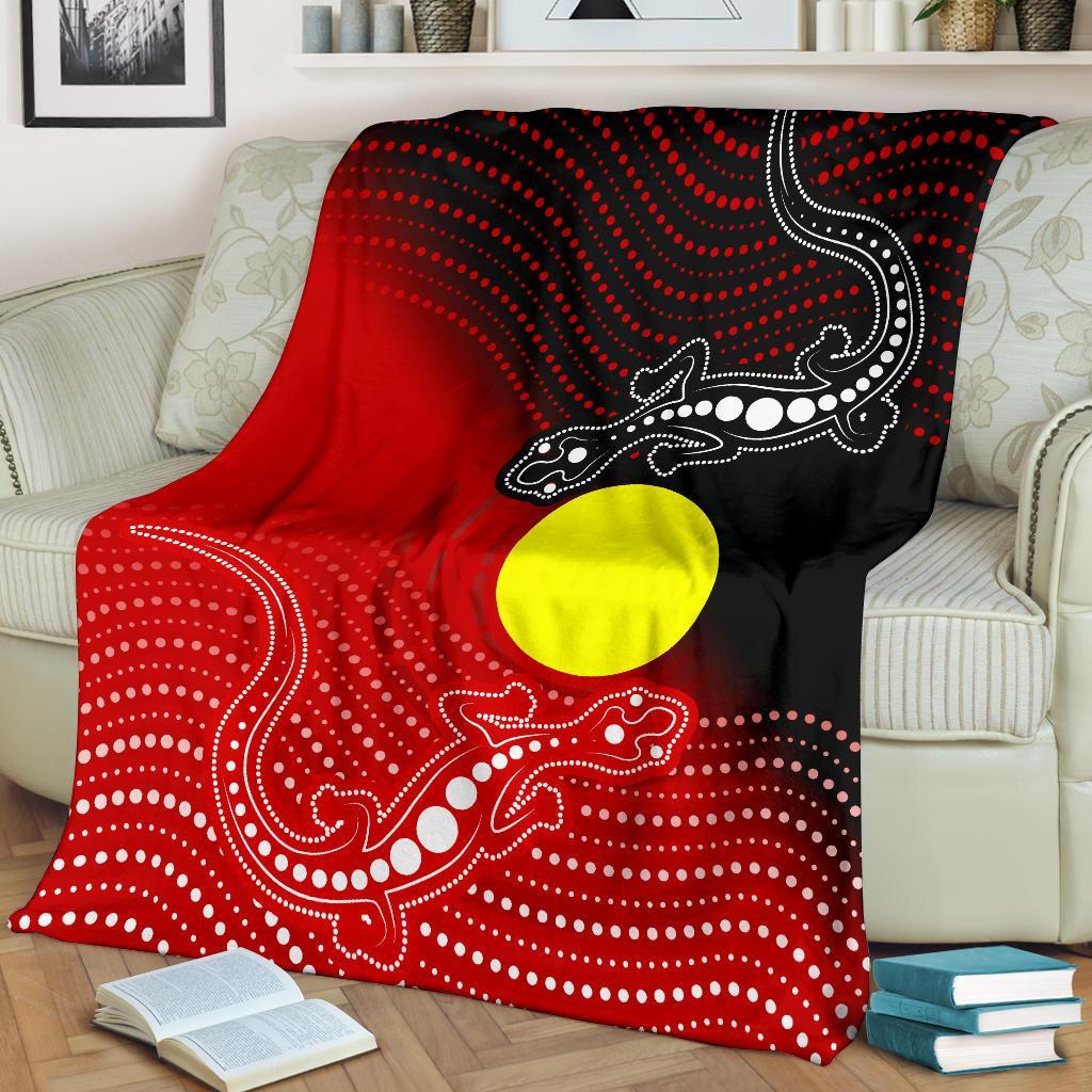 Aboriginal Premium Blanket - Two Indigenous Lizard - Vibe Hoodie Shop