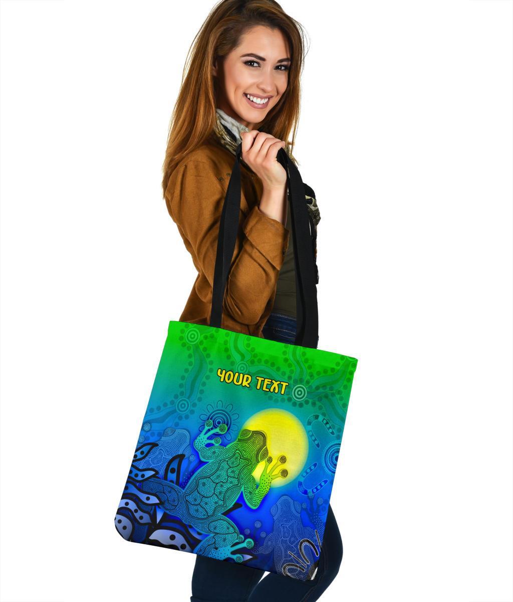 custom-aboriginal-tote-bags-indigenous-frog-blue