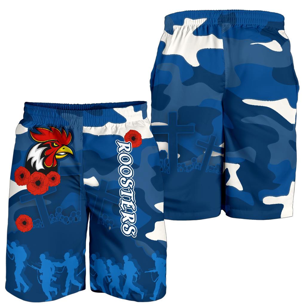 Roosters ANZAC Day Men Shorts Military - Blue - Vibe Hoodie Shop