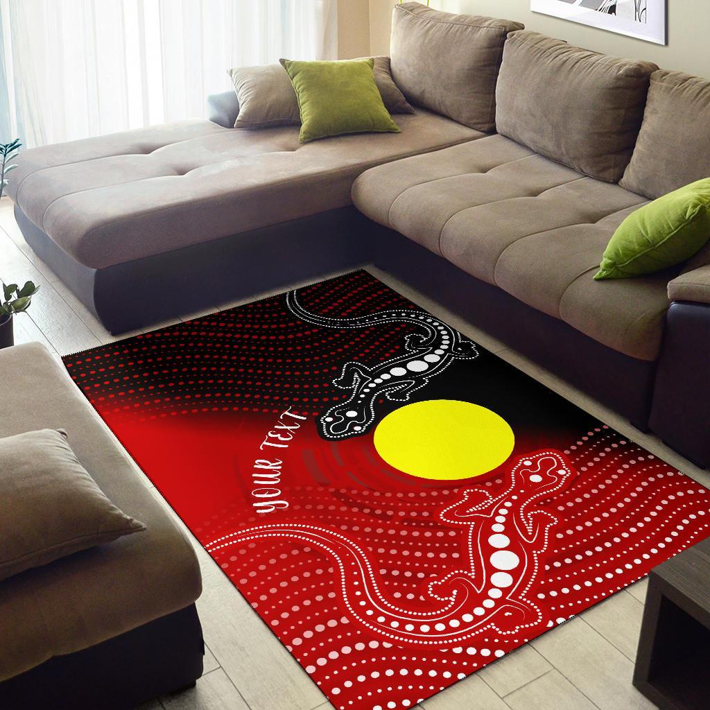 Custom Aboriginal Area Rug - Two Indigenous Lizard - Vibe Hoodie Shop