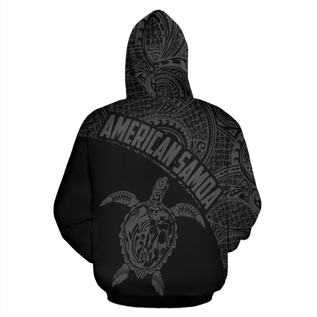 American Samoa Zip - Up Hoodie Turtle Mermaid Polynesian Wave Gray - Vibe Hoodie Shop